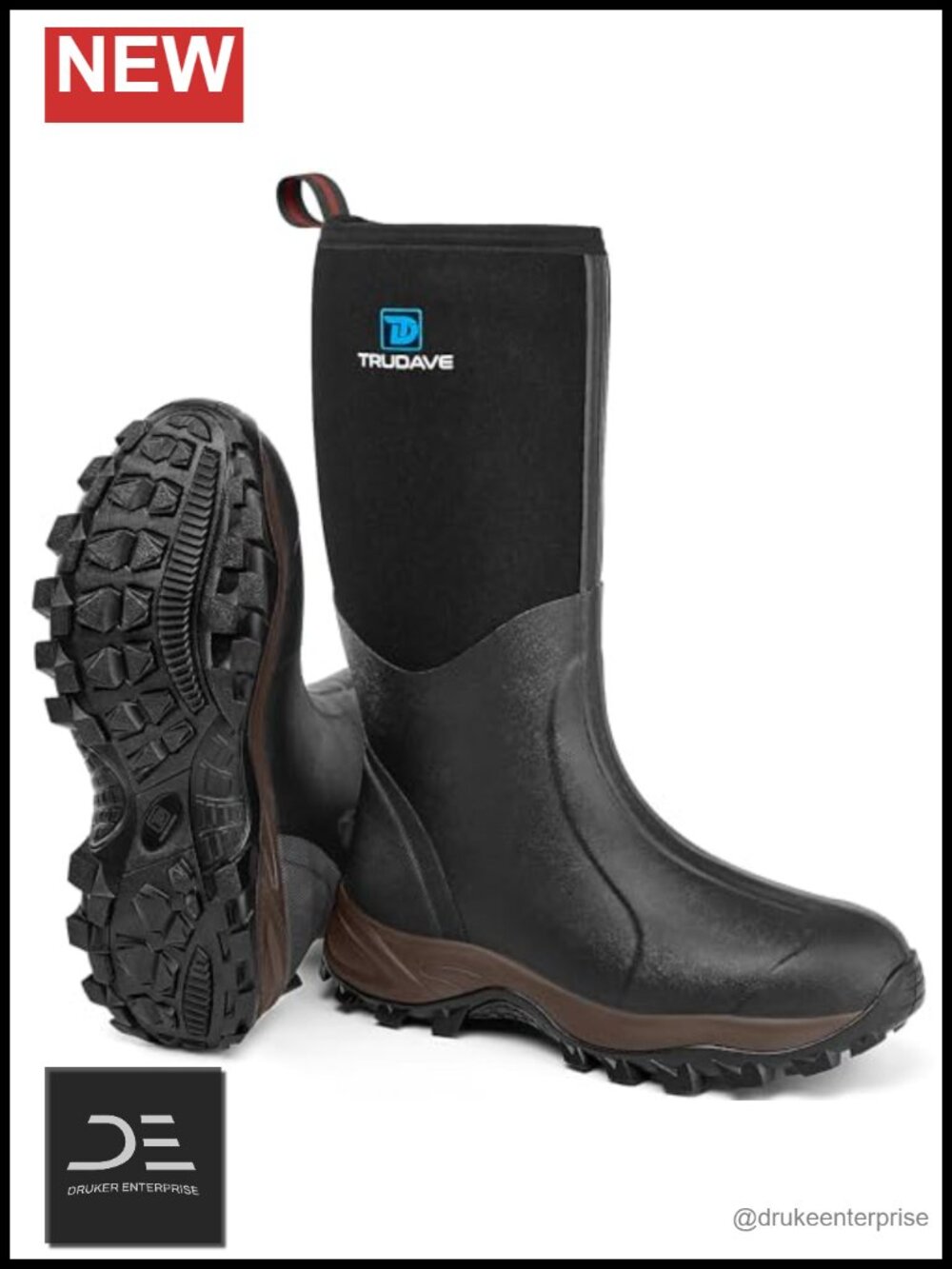 Waterproof Insulated Neoprene Rubber Rain Boots with Steel Shank - Outdoor